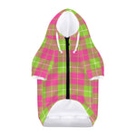 Pink Green And White Tartan Print Dog Zip Up Hoodie