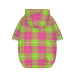 Pink Green And White Tartan Print Dog Zip Up Hoodie