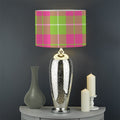Pink Green And White Tartan Print Drum Lamp Shade