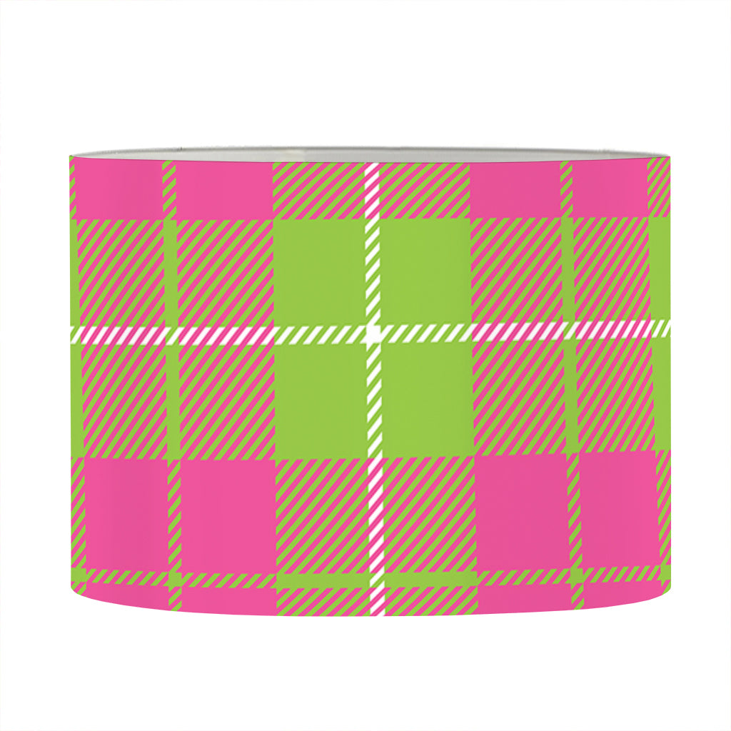 Pink Green And White Tartan Print Drum Lamp Shade