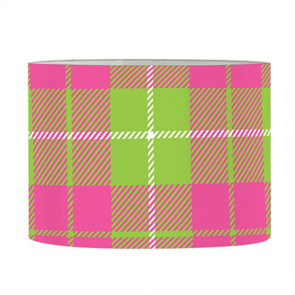 Pink Green And White Tartan Print Drum Lamp Shade