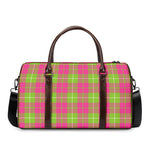 Pink Green And White Tartan Print Duffle Bag