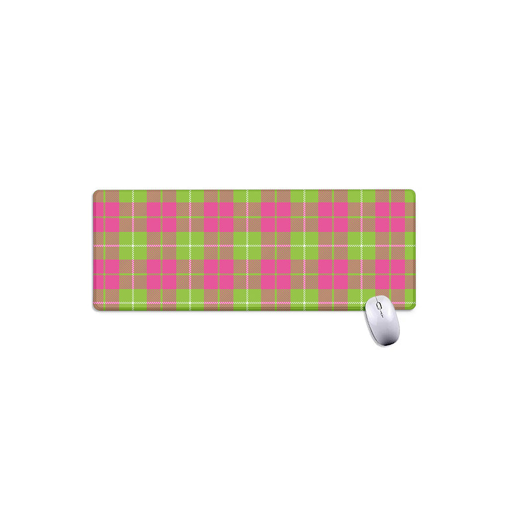 Pink Green And White Tartan Print Extended Mouse Pad