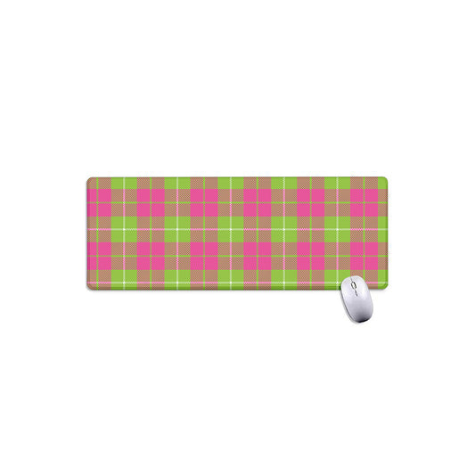 Pink Green And White Tartan Print Extended Mouse Pad