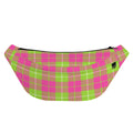 Pink Green And White Tartan Print Fanny Pack