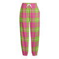 Pink Green And White Tartan Print Fleece Lined Knit Pants