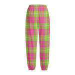 Pink Green And White Tartan Print Fleece Lined Knit Pants