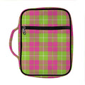 Pink Green And White Tartan Print Front Pocket Bible Bag