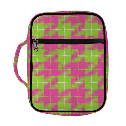 Pink Green And White Tartan Print Front Pocket Bible Bag