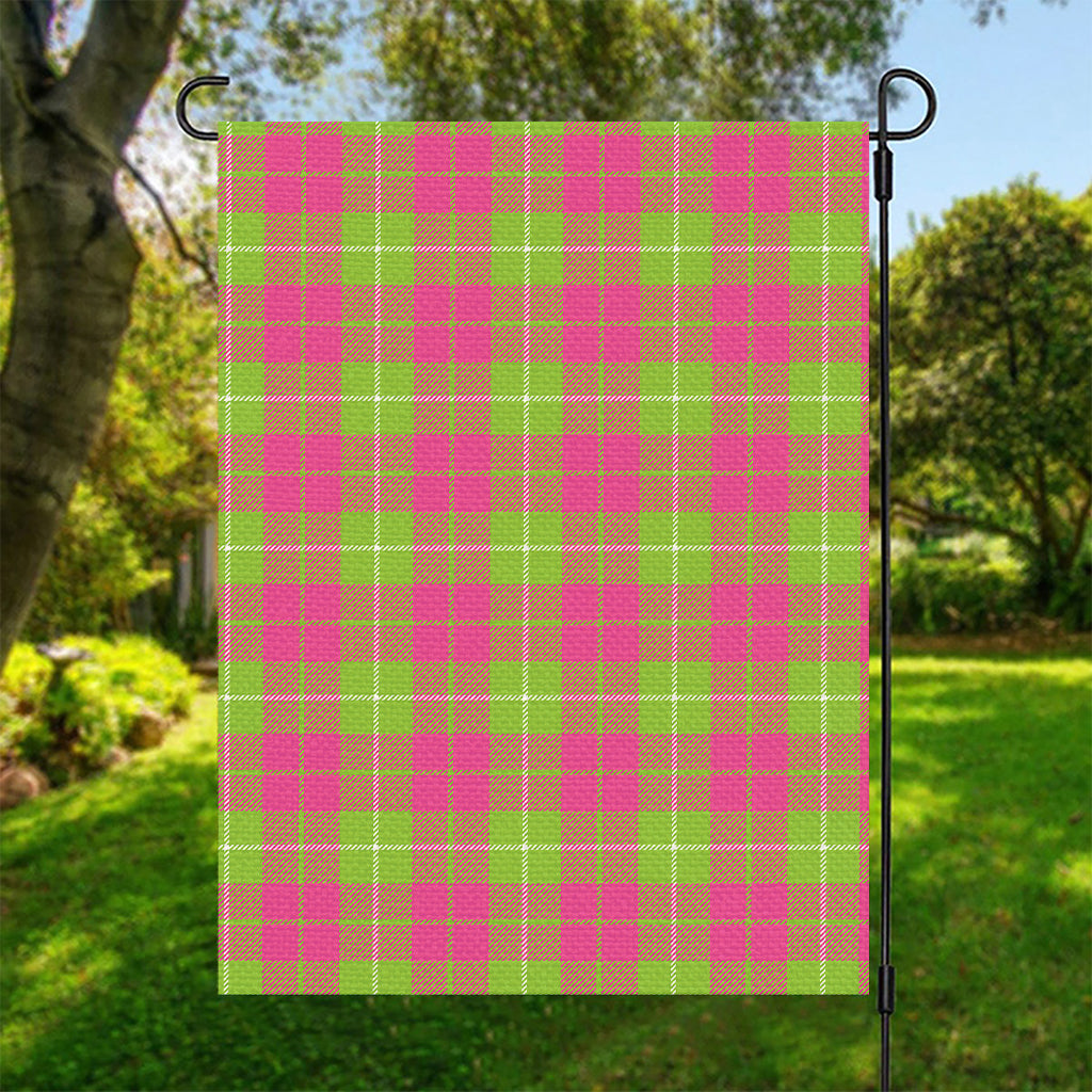 Pink Green And White Tartan Print Garden Flag