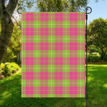 Pink Green And White Tartan Print Garden Flag