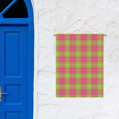 Pink Green And White Tartan Print Garden Flag