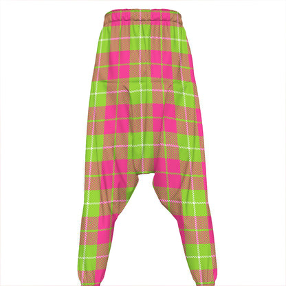 Pink Green And White Tartan Print Hammer Pants