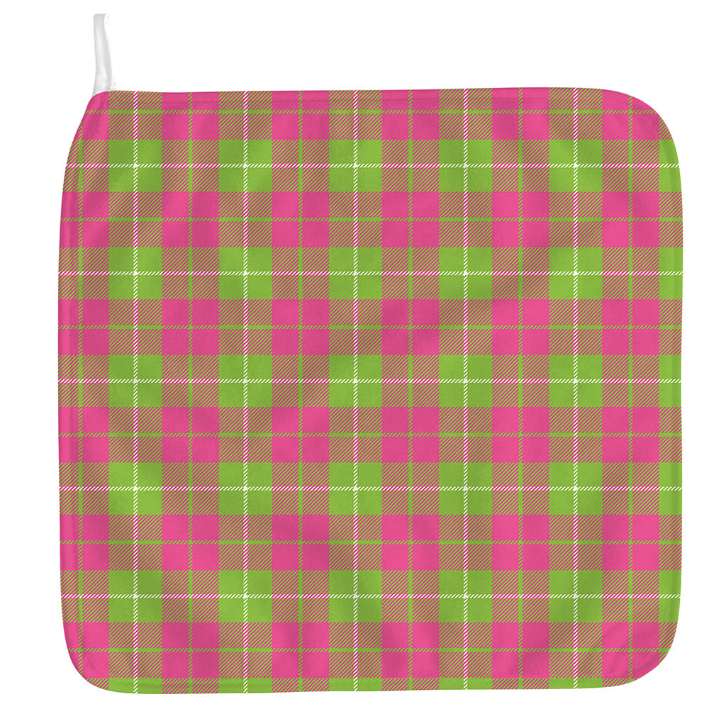 Pink Green And White Tartan Print Hand Towel