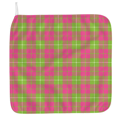 Pink Green And White Tartan Print Hand Towel