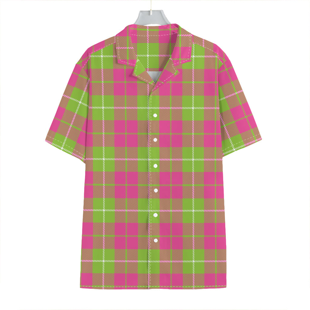Pink Green And White Tartan Print Hawaiian Shirt