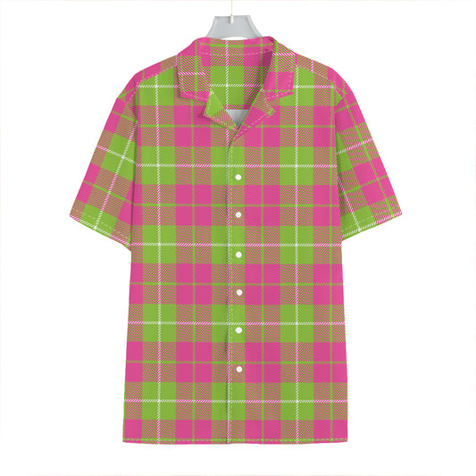 Pink Green And White Tartan Print Hawaiian Shirt