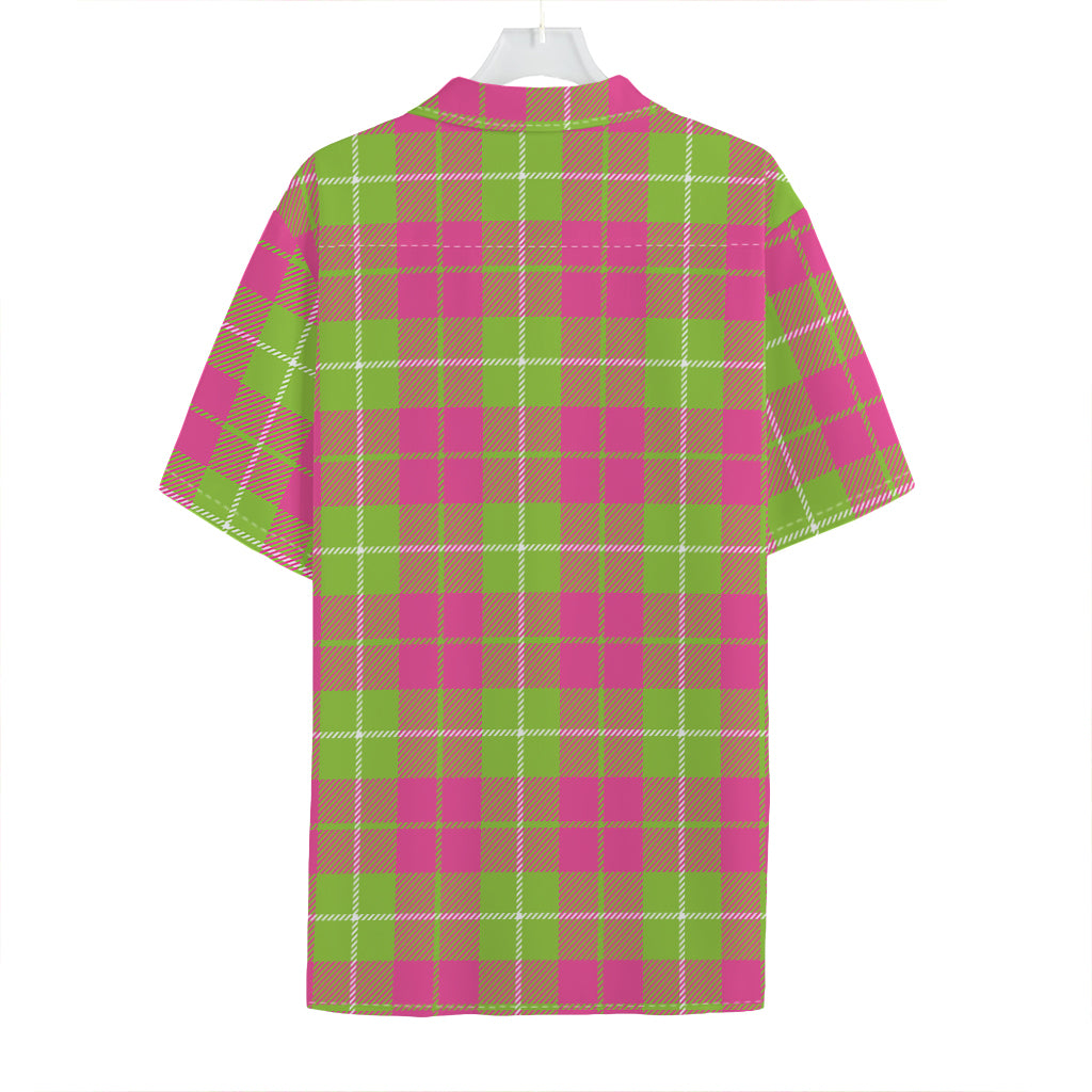 Pink Green And White Tartan Print Hawaiian Shirt
