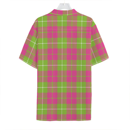 Pink Green And White Tartan Print Hawaiian Shirt