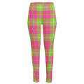 Pink Green And White Tartan Print High-Waisted Pocket Leggings