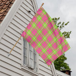 Pink Green And White Tartan Print House Flag