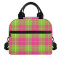 Pink Green And White Tartan Print Insulated Lunch Bag