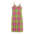 Pink Green And White Tartan Print Jersey Midi Cami Dress