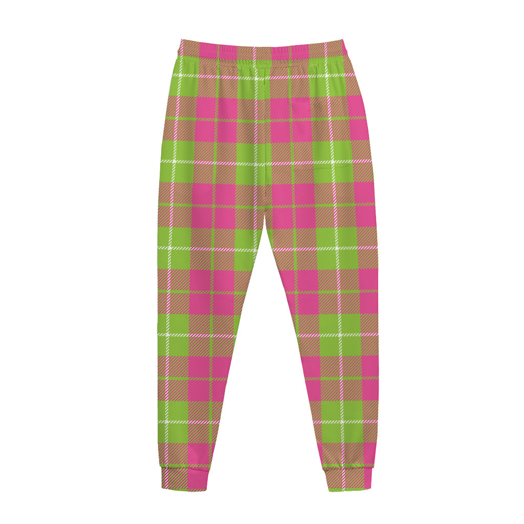 Pink Green And White Tartan Print Jogger Pants