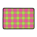 Pink Green And White Tartan Print Kitchen Mat
