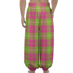 Pink Green And White Tartan Print Lantern Pants