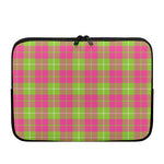 Pink Green And White Tartan Print Laptop Sleeve