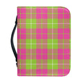 Pink Green And White Tartan Print Leather Bible Cover