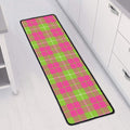 Pink Green And White Tartan Print Long Kitchen Mat