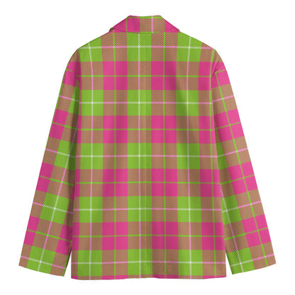 Pink Green And White Tartan Print Men's Blazer