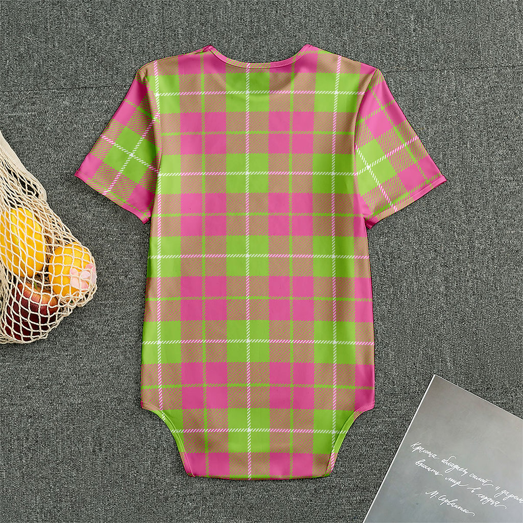 Pink Green And White Tartan Print Men's Bodysuit