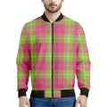 Pink Green And White Tartan Print Men's Bomber Jacket