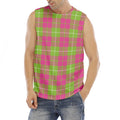 Pink Green And White Tartan Print Men's Fitness Tank Top
