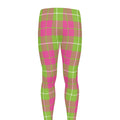 Pink Green And White Tartan Print Men's Leggings