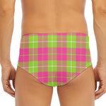 Pink Green And White Tartan Print Men's Triangle Swim Briefs