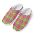 Pink Green And White Tartan Print Mesh Casual Shoes