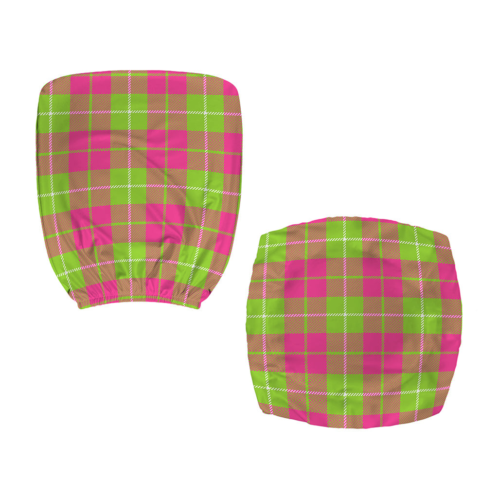 Pink Green And White Tartan Print Office Chair Cover