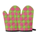 Pink Green And White Tartan Print Oven Mitts