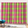 Pink Green And White Tartan Print Pencil Pleat Curtains