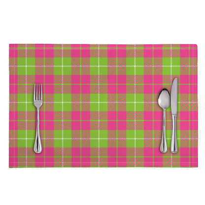 Pink Green And White Tartan Print Placemat