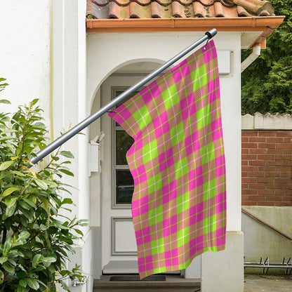 Pink Green And White Tartan Print Polyester Flag