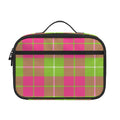 Pink Green And White Tartan Print Portable Lunch Bag