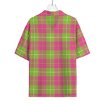 Pink Green And White Tartan Print Rayon Hawaiian Shirt