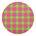 Pink Green And White Tartan Print Round Blanket