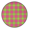 Pink Green And White Tartan Print Round Floor Mat