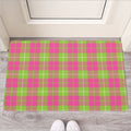 Pink Green And White Tartan Print Rubber Doormat